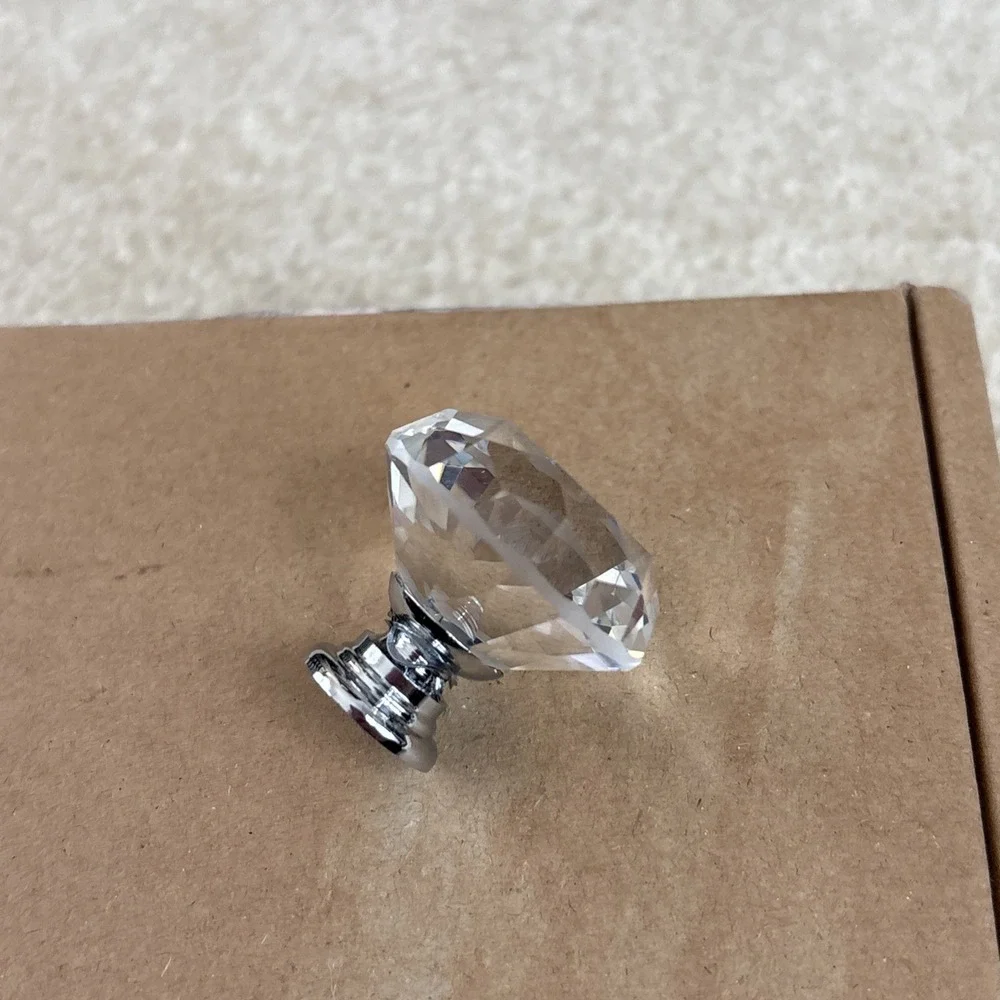 Ravinte 5 Pack Glass Crystal Diamond Knobs pulls for Drawers Cabinet- SilverBase